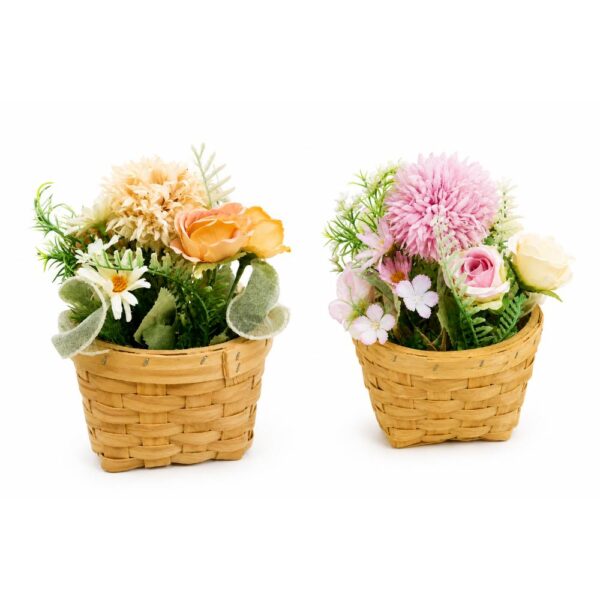 Artificial Flower Bonsai in Woven Rattan Basket