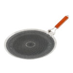38cm Stainless Steel Flat Fry Pan with Wooden Grip