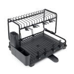 Aluminum Dish Drying Rack with Cup Holder & Drain Tray - Image 2