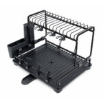 Aluminum Dish Drying Rack with Cup Holder & Drain Tray - Image 3