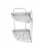 2-Tier Aluminum Bathroom Corner Storage Rack