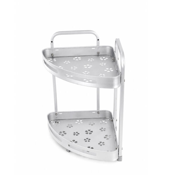 2-Tier Aluminum Bathroom Corner Storage Rack