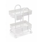 Multi-Purpose Iron Rolling Storage Trolley with Organizer Basket