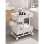 Multi-Purpose Iron Rolling Storage Trolley with Organizer Basket - Image 2