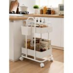 Multi-Purpose Iron Rolling Storage Trolley with Organizer Basket - Image 3