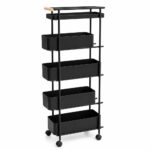 5-Tier Slim Iron Rolling Storage Trolley Rack