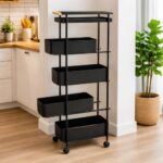 5-Tier Slim Iron Rolling Storage Trolley Rack - Image 2