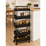 5-Tier Slim Iron Rolling Storage Trolley Rack - Image 3
