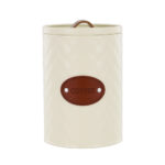 Metal Bread Bin With Tea, Coffee & Sugar Canisters Set of 4 Pcs Off White - Image 3