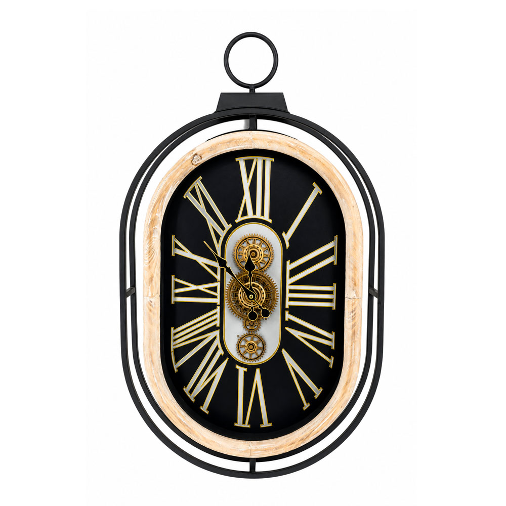 OSM-2428-1 Elegant Oval Wall Clock Black Finish - Image 1