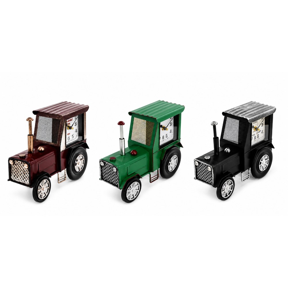 OSM-2431-RGB Rustic Metal Tractor Shaped Table Clock - Image 1
