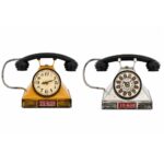Rustic Metal Telephone Shaped Table Clock