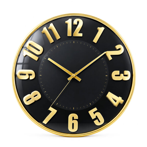 Wall Clock Black and Gold