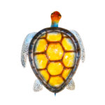 Wall Mount Metal Ornament Turtle Yellow and Bronze