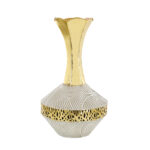 Rustic Gold Metal Decorative Vase White Black Pattern