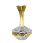Rustic Gold Metal Decorative Vase White Black Pattern - Image 2
