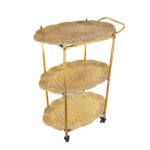 Metal Clover Shaped Engraved 3-Tier Cart in Gold - Image 2
