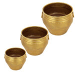 Antique Metal Planter Dull Gold Set of 3 Pcs - Image 2