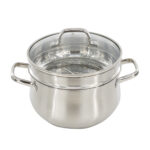 Single Layer Stainless Steel  Steamer With Glass Lid - Image 3