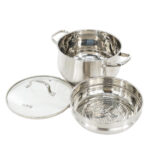 Single Layer Stainless Steel  Steamer With Glass Lid - Image 4