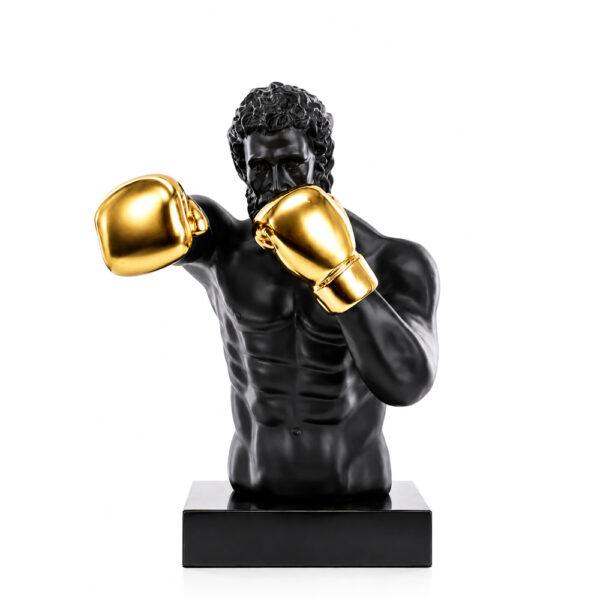 BLACK AND GOLD POLYRESIN SCULPTURE