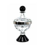 CRYSTAL DIAMOND SHAPE BOWL WITH LID (BLACK BASE)