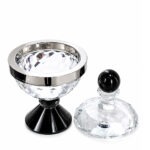 CRYSTAL DIAMOND SHAPE BOWL WITH LID (BLACK BASE) - Image 3