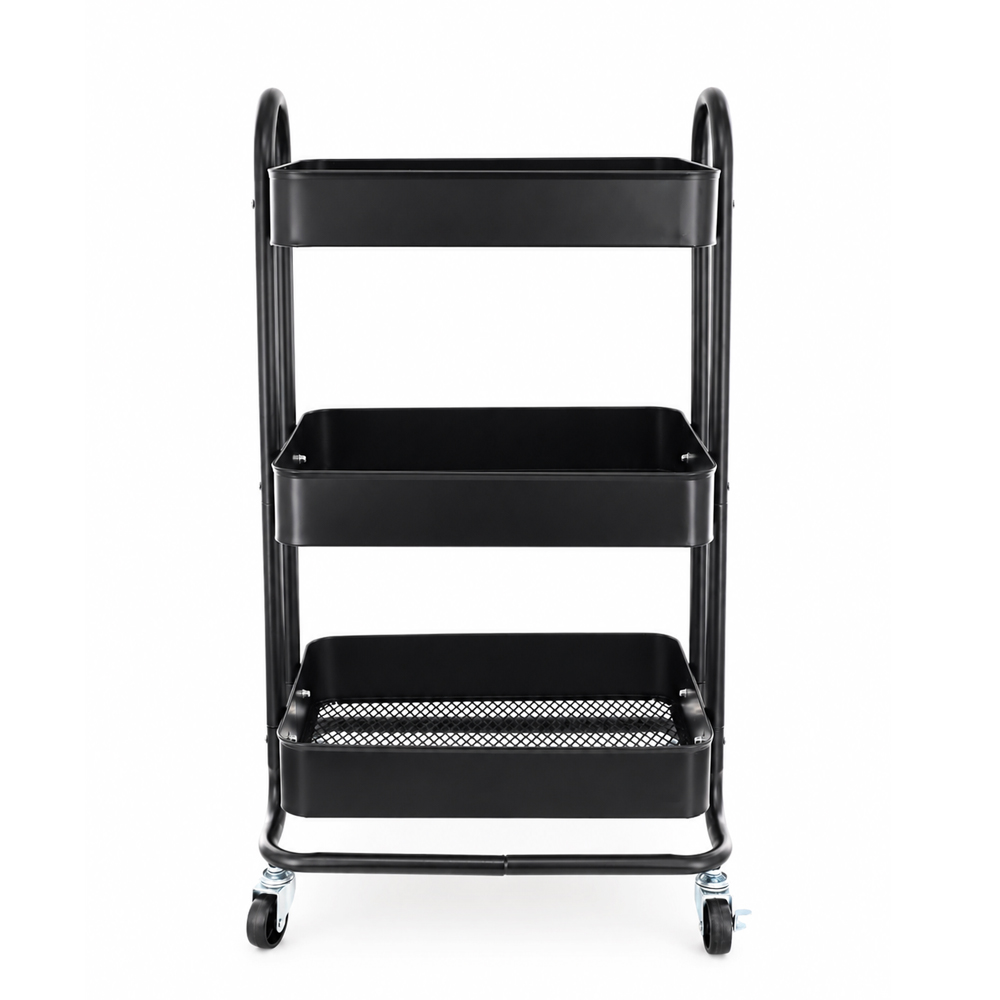 OSM-808-1 3-Tier Iron Rolling Storage Trolley with Wheels - Image 1