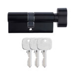 Single Cylinder (KEY+KNOB) 70mm Matt Black - Image 2