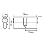 Single Cylinder (KEY+KNOB) 70mm Matt Black - Image 3