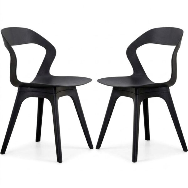 Open Back Design Chair Set Of 2 - Black