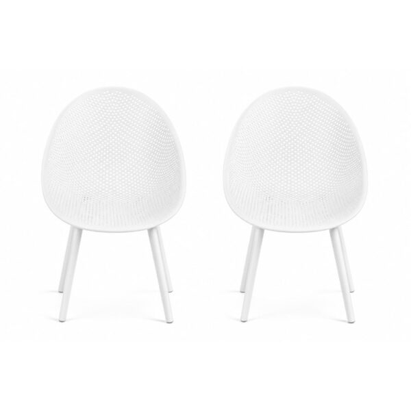 Round Back Lounge Chair Set Of 2 – White