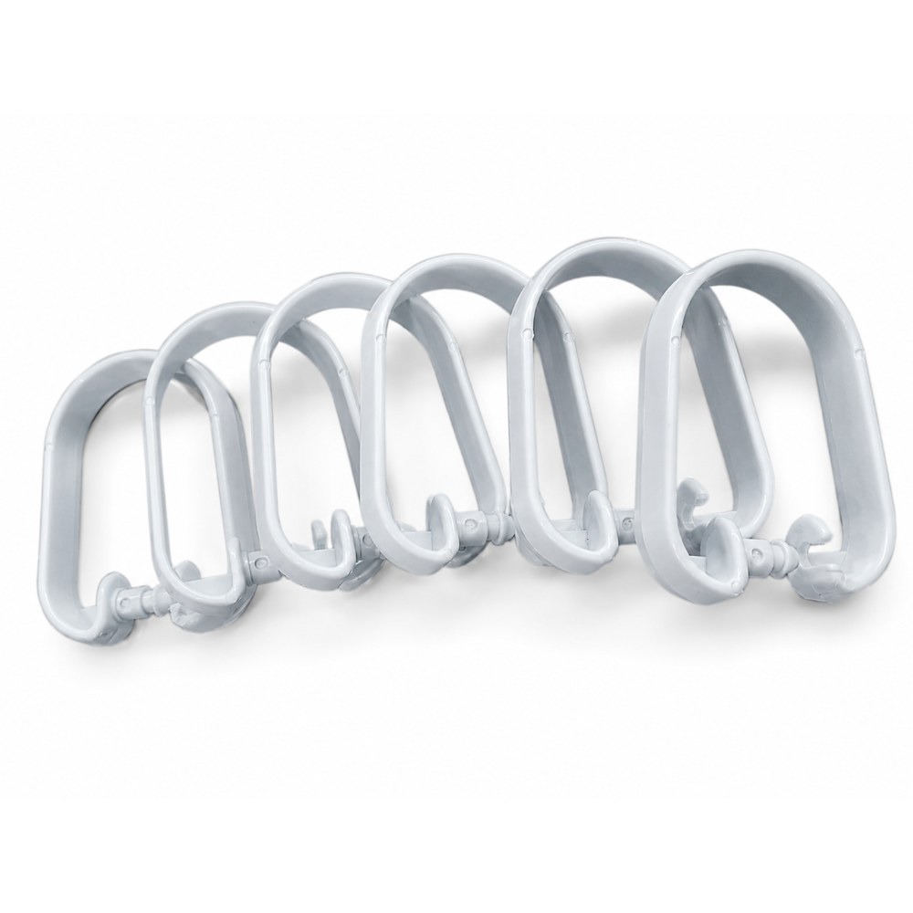 Cro-34-1 Plastic Curtain Rings with Hooks – White (Set of 12) - Image 1