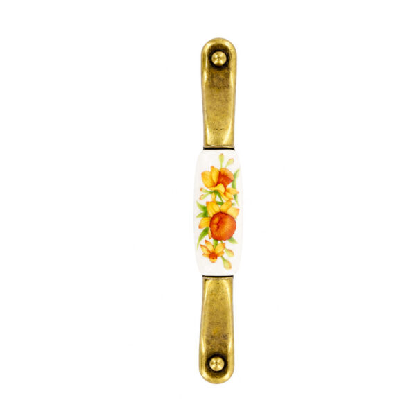 Vintage Floral Porcelain Handle Bronze 128mm