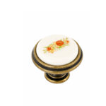 Vintage Floral Porcelain Knob Bronze 27×35mm - Image 2