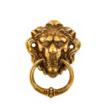 French Gold Brass Lion Head Ring Handle – 41 × 59mm