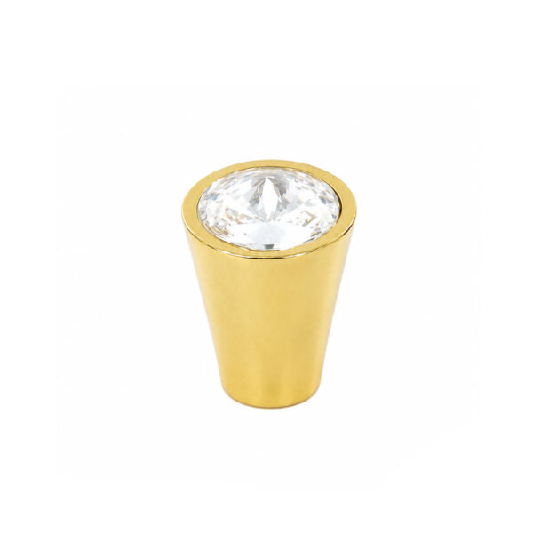 Crystal Gold Plated Furniture Knob – 17mm