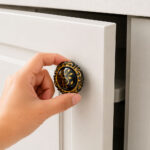 Royal Black Porcelain Knob with Gold Patina – 26 × 45mm - Image 3