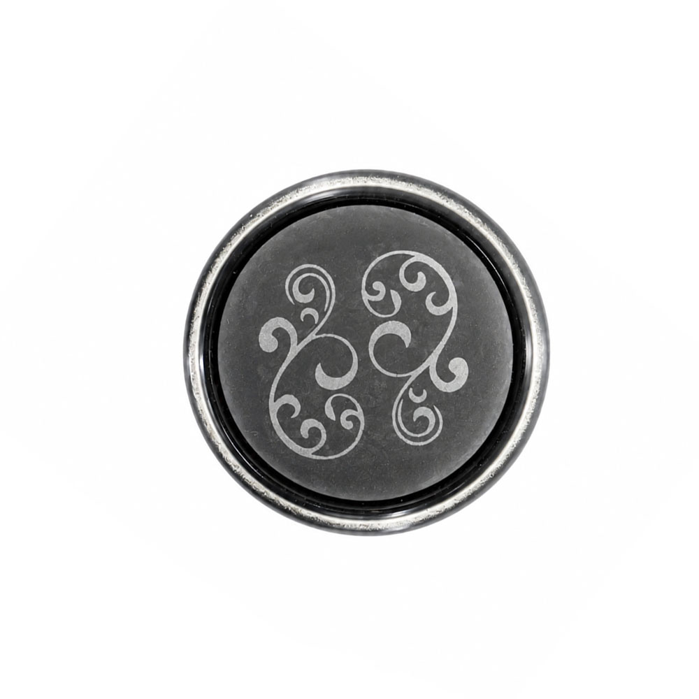 ITS-489-1 Royal Black Porcelain Knob with Silver Patina – 27 × 35mm - Image 1