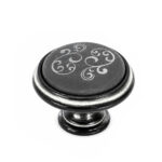 Royal Black Porcelain Knob with Silver Patina – 27 × 35mm - Image 2