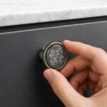 Royal Black Porcelain Knob with Silver Patina – 27 × 35mm - Image 3