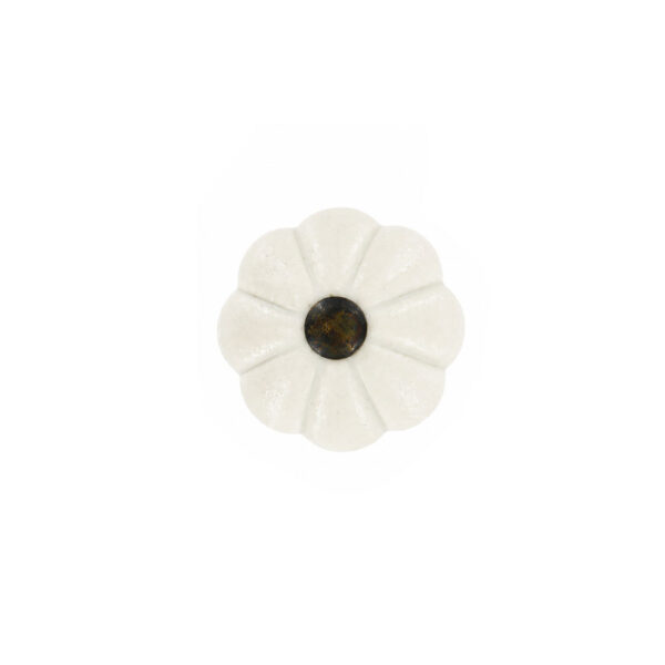Vintage White Porcelain Knob Bronze 31mm