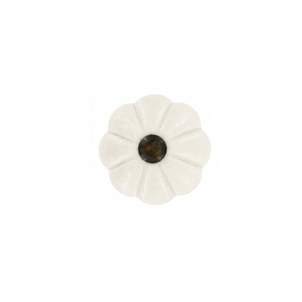 ITS-567-1 Vintage White Porcelain Knob Bronze 31mm - Image 1