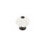 Vintage White Porcelain Knob Bronze 31mm - Image 2