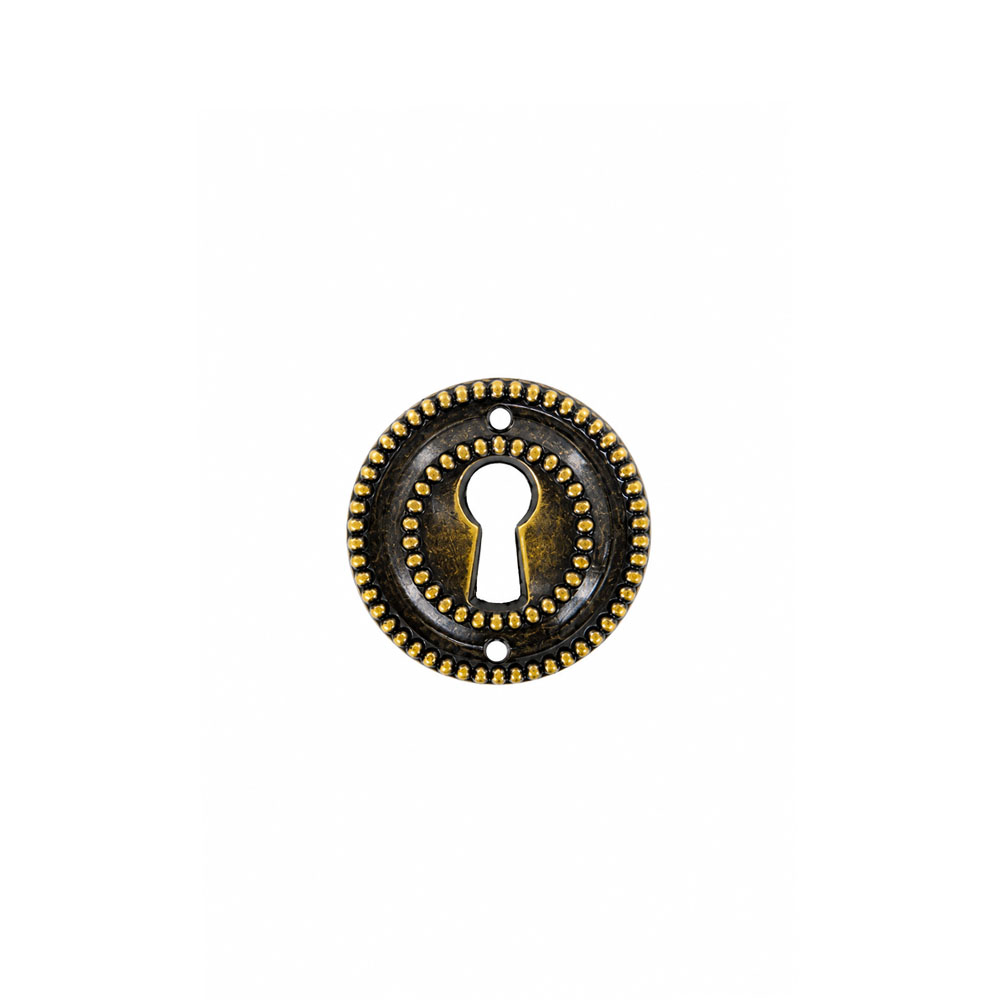 ITS-571-1 Round Keyhole Escutcheon Florence Antique 35mm - Image 1