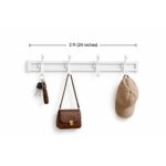 Aluminum Sliding Hook Rail with 4 Hooks – White | 2ft - Image 2