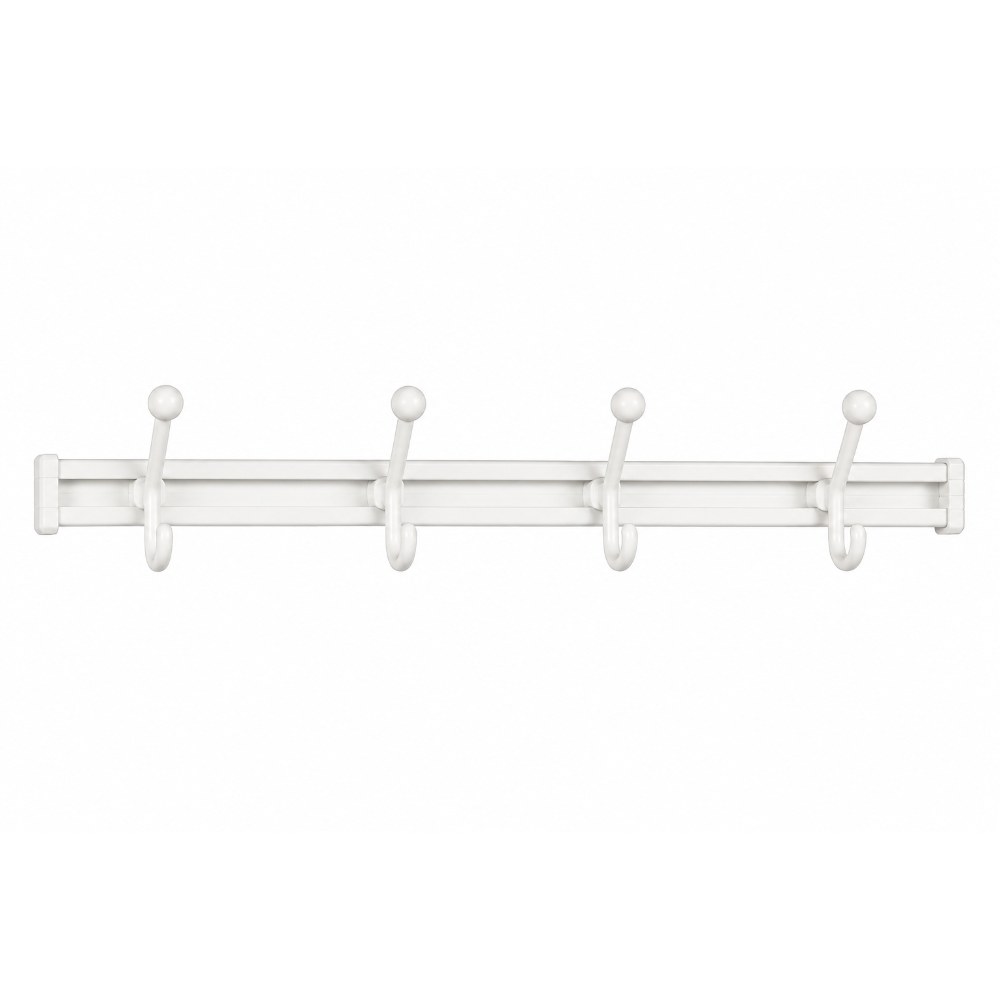 Kat-207-1 Aluminum Sliding Hook Rail with 4 Hooks – White | 2ft - Image 1
