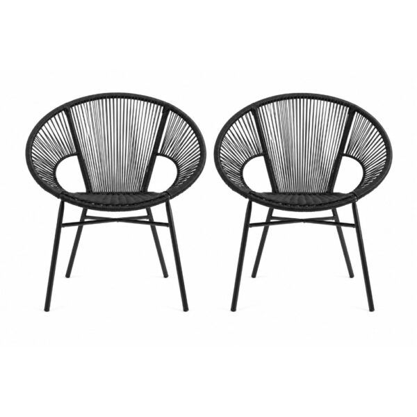 Premium Woven Design Outdoor Lounge Chair Set Of 2 – Black