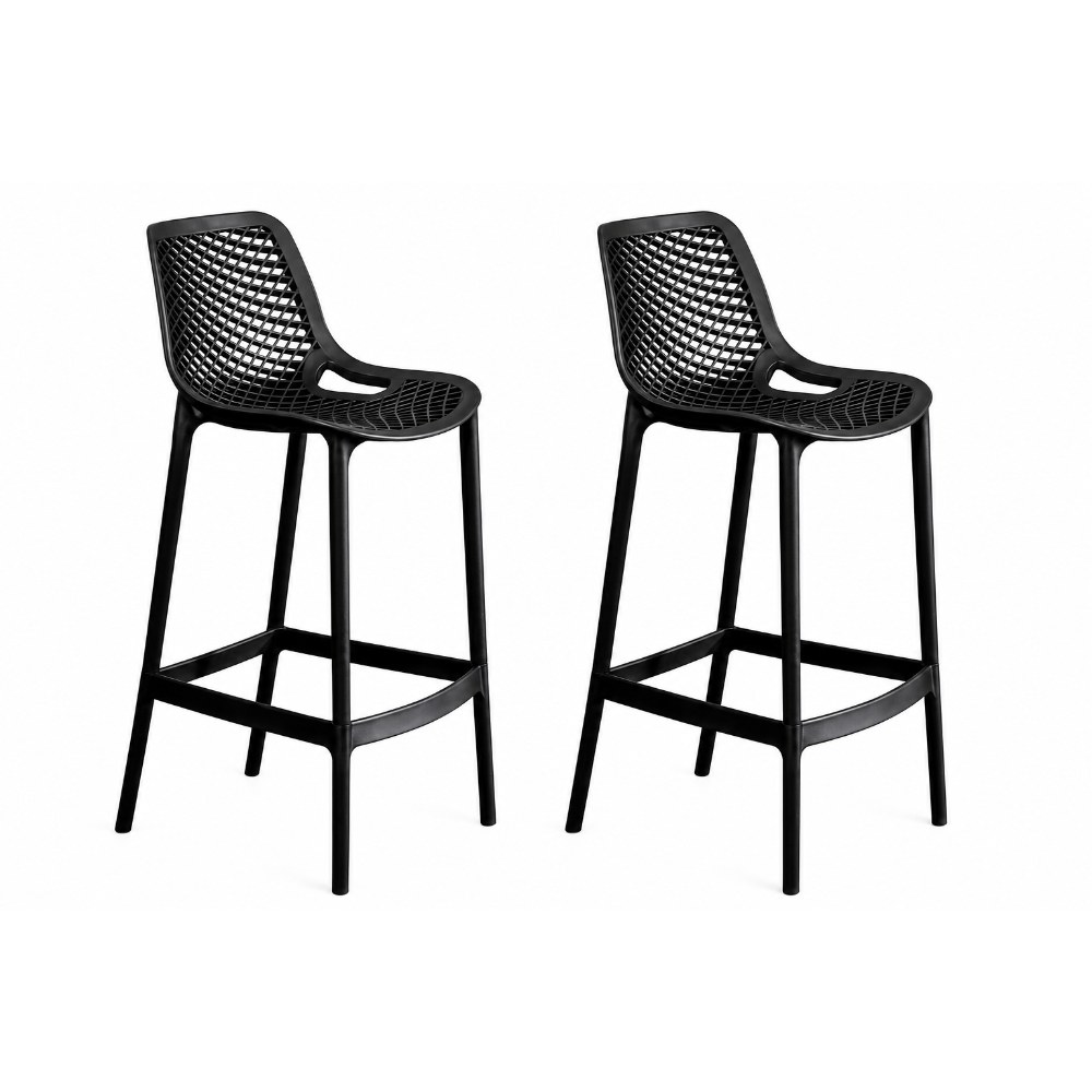 OSM-2259-3 Ventilated Design Bar Stool Set Of 2 – Black - Image 1