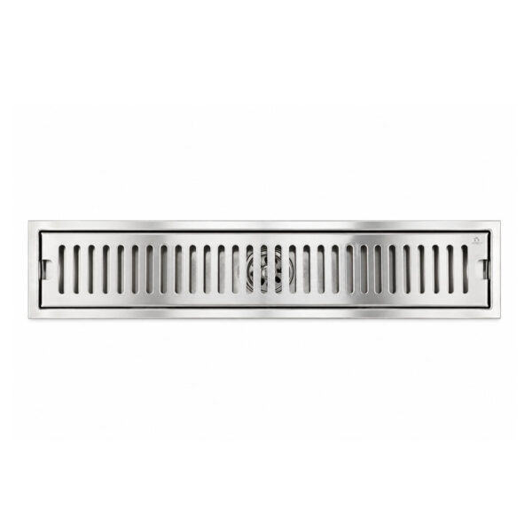 Linear Shower Drain With Anti-Odor Valve Capsule Pattern Grate SS 10 x 50cm